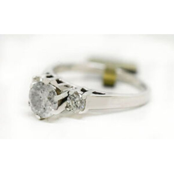 Genuine 1.16 Cts Diamonds Engagement Ring 14k White Gold